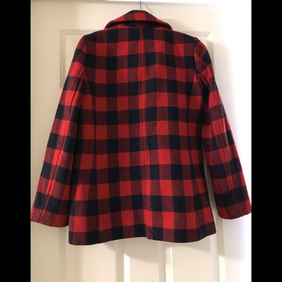 NWT J. Crew Plaid Wool Peacoat - Picture 2 of 4